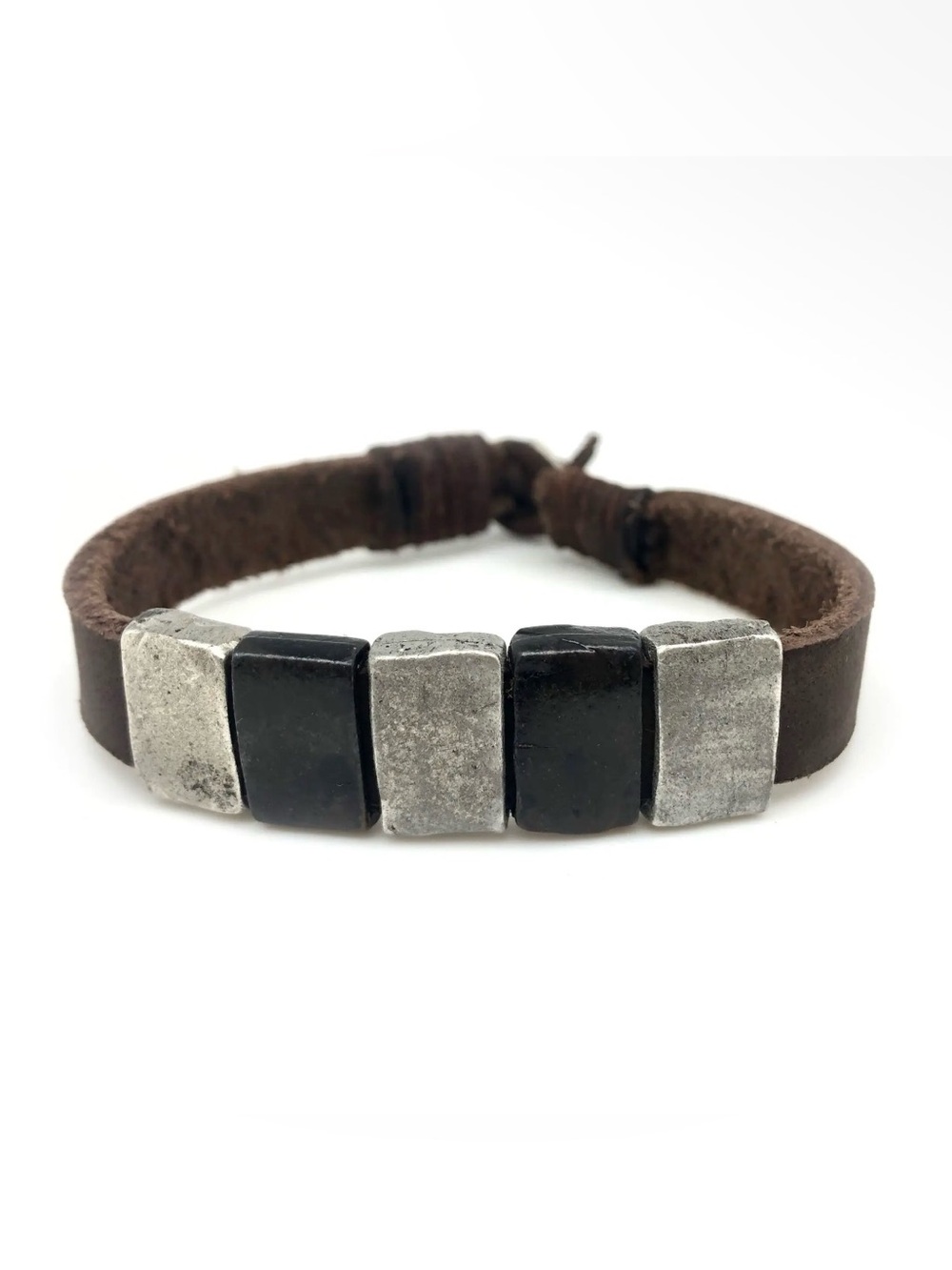 Aadi Men’s Artisan Bracelet – Genuine Leather, Jute, Wood & Iron